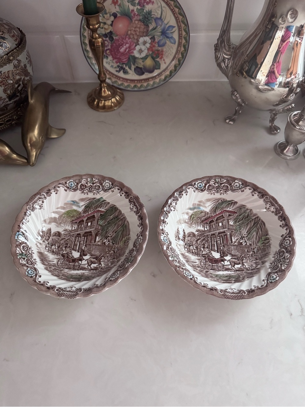 Vintage Johnson Bros Heritage Hall England Soup&Cereal Bowl Set of 2